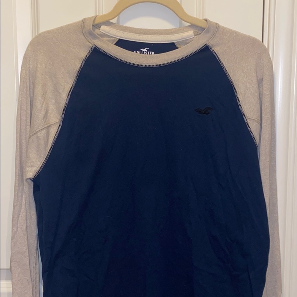 Navy Blue & Cream Mixed Long Sleeve Dress Causal